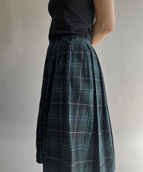 【USED】 Check Patterned Wool Pleats Skirt / 241019-031
