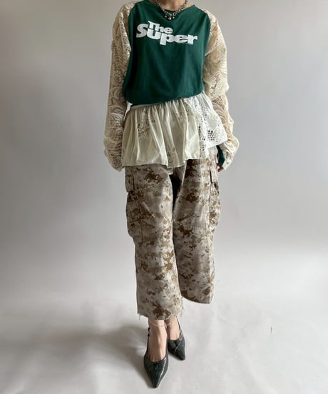 【RE;CIRCLE】 RE Lace Switching Raglan T-Shirt / 250605-004
