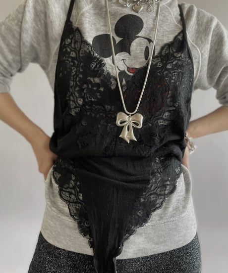 【USED】 Lace Patterned Leotard Camisole Top/240414-017