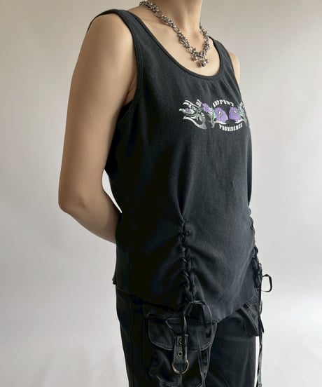 【USED】 Flower Pattern Lace Up Tank Top / 250526-019