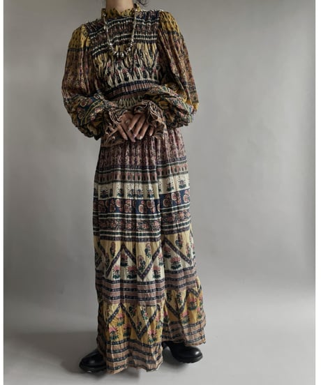 【RE;CIRCLE】 RE Indian Cotton Balloon Sleeved One-piece / 220901-007