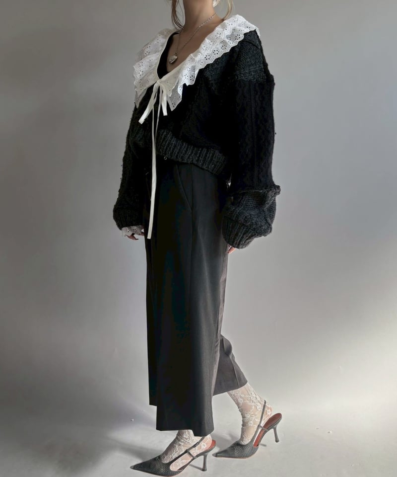 RE;CIRCLE】 RE Aran Knit Patchwork Lace Collar