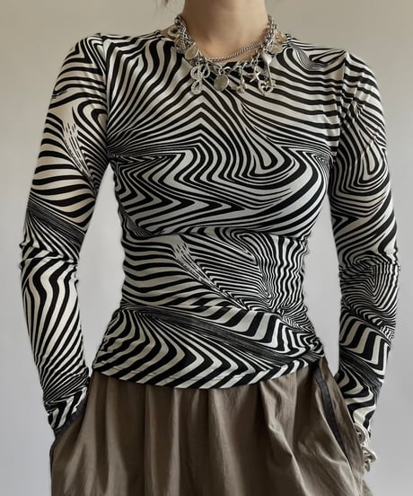 【USED】 Patterned L/S Sheer Top/240928-012