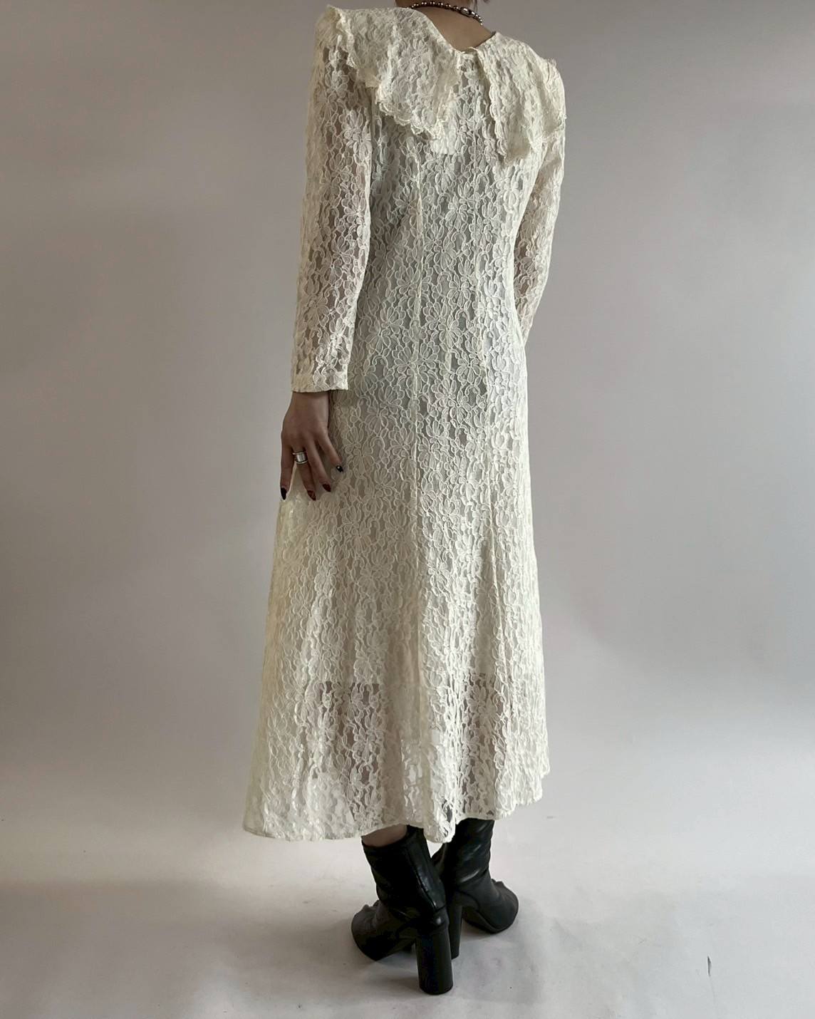 ノートルエモア lace design knit long one-piece USED】 Lace Pattern Long One-Piece /250621-024