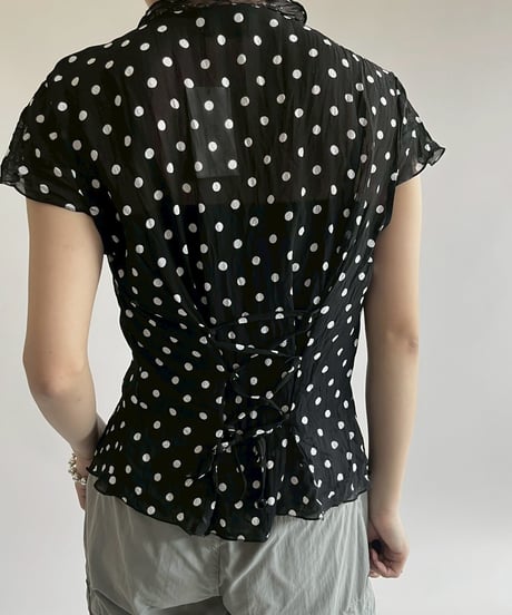 【USED】 Dot pattern S/S Sheer Top / 250526-013