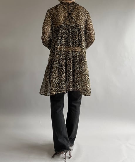 【USED】Leopard Patterned Sheer Top /240907-019
