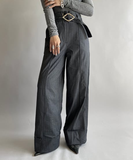 【USED】 Dead Stock GANNI Stripe Patterned Slacks Pants / 241006-022