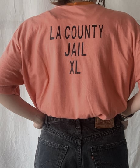 【USED】 S/S T-shirt "LACOUNTY JAIL XL"/210617-029