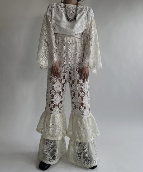 【RE;CIRCLE】 RE Crochet Lace Tiered Pants / 220526-032