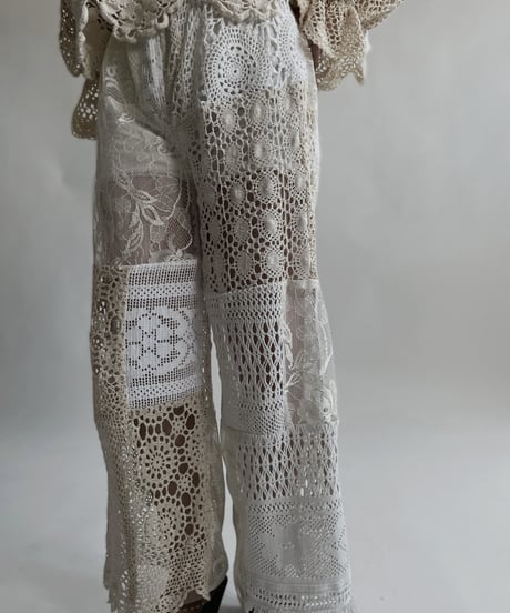 【RE;CIRCLE】 RE Crochet Lace Patchwork Pants / 220427-022