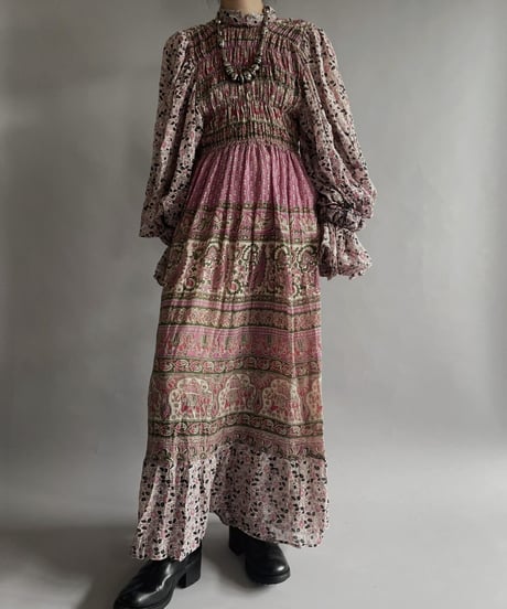 【RE;CIRCLE】 RE Indian Cotton Balloon Sleeved One-piece / 220901-006