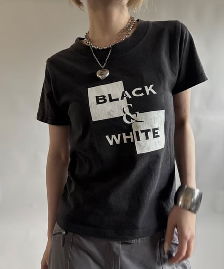 【USED】 RESIZED MADE in USA 90s GILDAN Black&White T-Shirt / 250830-011