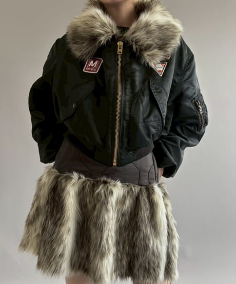 【RE;CIRCLE】  RE MA-1 Patched Fur Collar Short Jacket Black/ 251120-004
