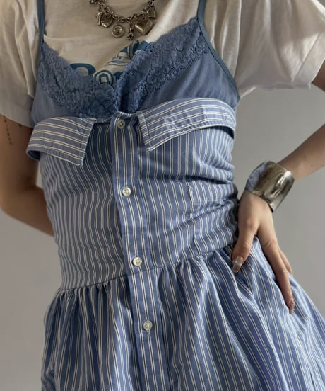 【RE;CIRCLE】  RE Stripe Shirt Mini One-Piece / 260611-004
