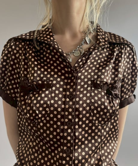 【USED】 Dot Pattern Puff Sleeves Blouse / 2560613-027