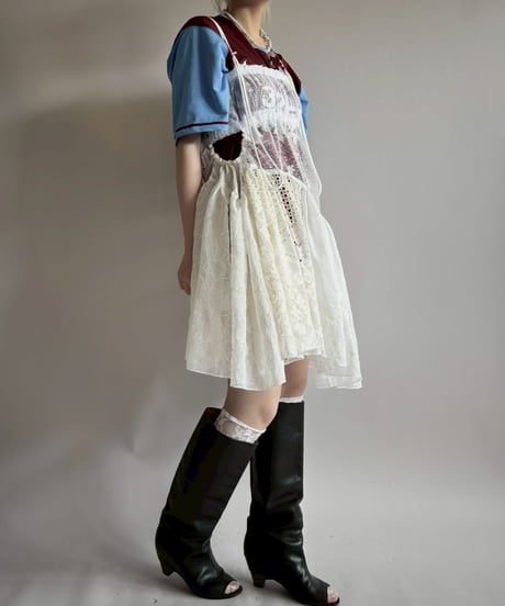 【RE;CIRCLE】RE Crochet Lace Patch work Camisole One-Piece Middle/250731-003