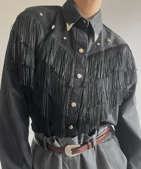 【USED】 Made in USA  Fringe Western Shirt /250301-006