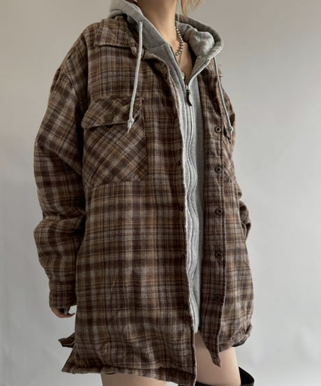 【USED】 Dickies Cotton Flannel Hooded Shirt Jacket /251025-008