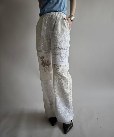 【RE;CIRCLE】 RE Crochet Lace Patch work Pants / 250731-006