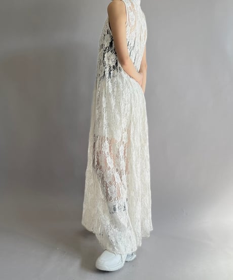 【USED】 Lace Patterned Lame Long One-Piece/241019-017