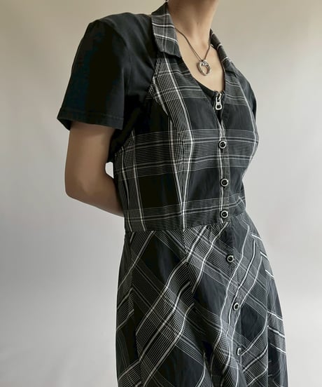 【USED】 Check Pattern Camisole Long One-Piece /250426-020