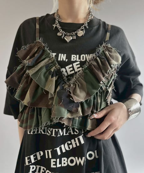 【RE;CIRCLE】 RE Camo Back Ribbon Frill Bustier / 260618-004