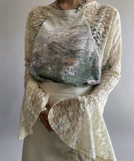 【USED】 Lace Patterned top /241006-023