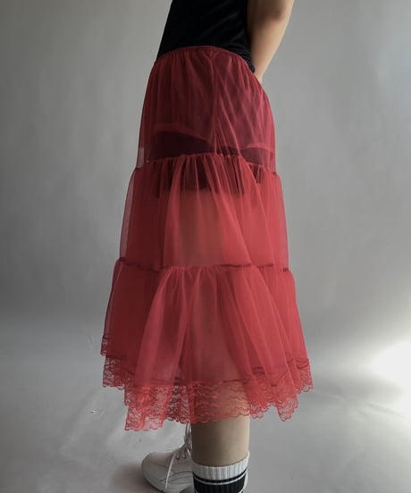 【USED】 Lace Patterned Sheer Skirt / 241019-013