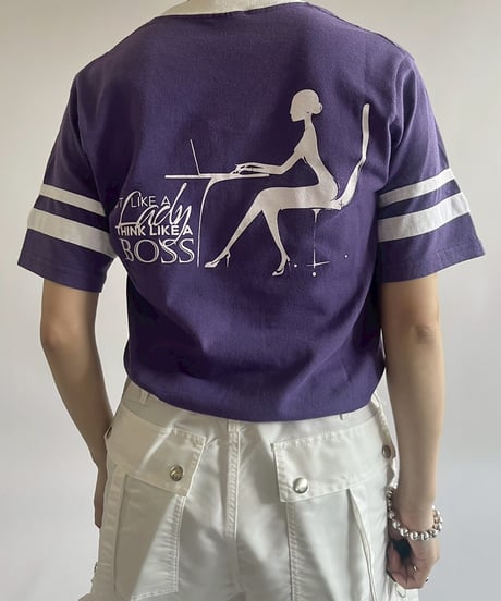 【USED】 LIKE A BOSS V-Neck Ringer T-Shirt /250503-008
