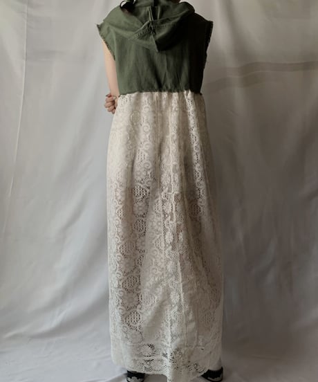 【RE;CIRCLE】 RE Lace × Fatique Shirt One-peice①/210801-068