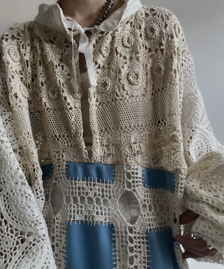【RE;CIRCLE】 RE Crochet Lace Open Collar One-piece / 220427-034