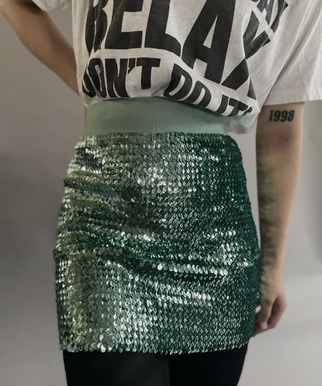 【USED】 Spangle Skirt Light Green / 230430-009