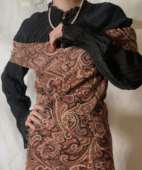 【USED】  Paisley Patterned Off Shoulder Dress/210310-029