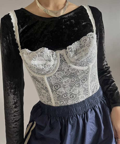 【USED】 Lace Patterned Camisole Corset Top /241221-017