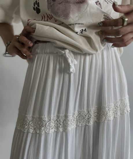 【USED】 White Cotton Long Skirt / 220611-007
