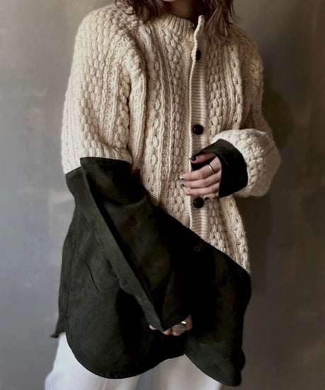 【RE;CIRCLE】 Switching Cable Knit Cardigan / 201112-020