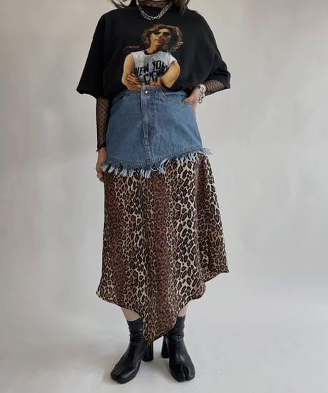 【USED】 Denim Leopard Long Skirt / 220813-004