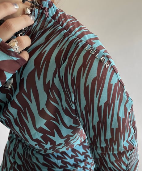 【USED】 Mugler Patterned Sheer L/S Top /241006-038