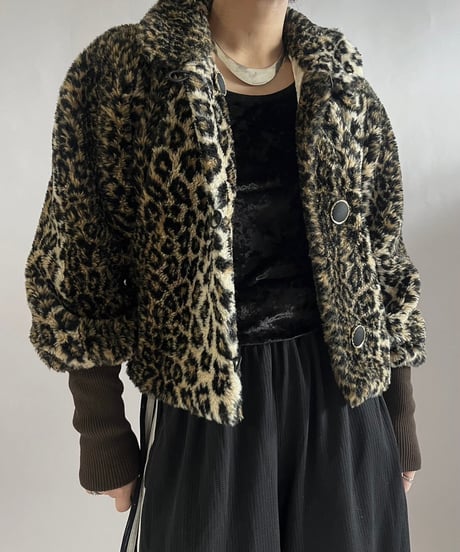 【USED】 Made in ITALY Leopard Patterned Fake Fur Jacket /241221-013