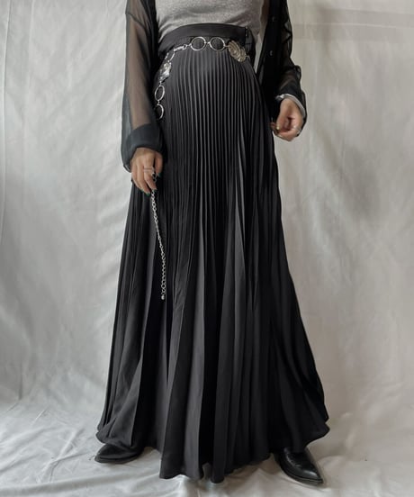【USED】 Poly  Long Pleats Skirt③/20210819-029