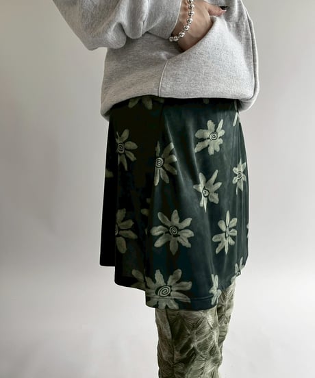 【USED】 Flower Pattern Mini Skirt/ 250419-028