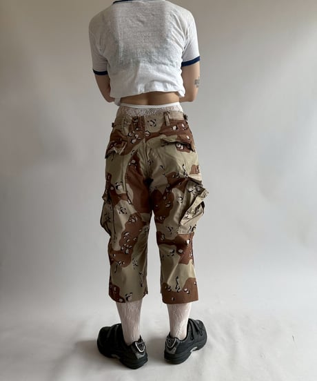 【USED】 Military Camouflage Painted Cut off Shorts  / 250719-015