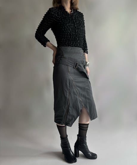 【USED】 Belt Design Zip-Up Skirt / 250906-004
