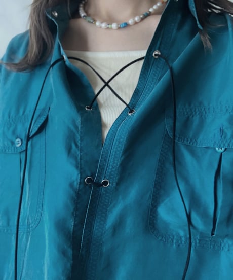 【RE;CIRCLE】 RE Lace Up Silk Pullover Shirt①/210611-011