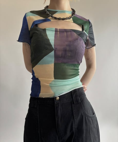 【USED】 Design S/S Sheer Top  / 250531-006