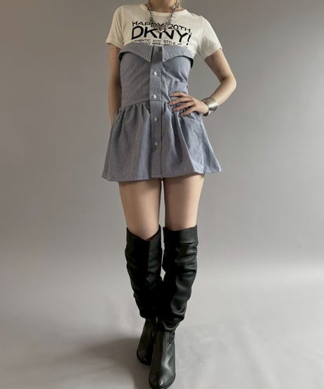 【RE;CIRCLE】  RE Stripe Shirt Mini One-Piece / 260611-007