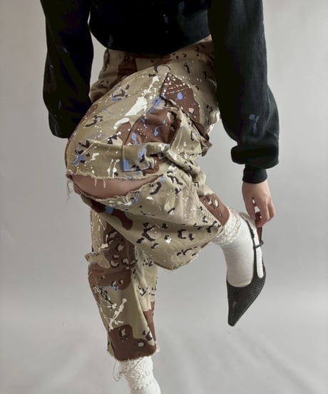 【USED】 Military Camouflage Cut Off Paint Pants /250925-003