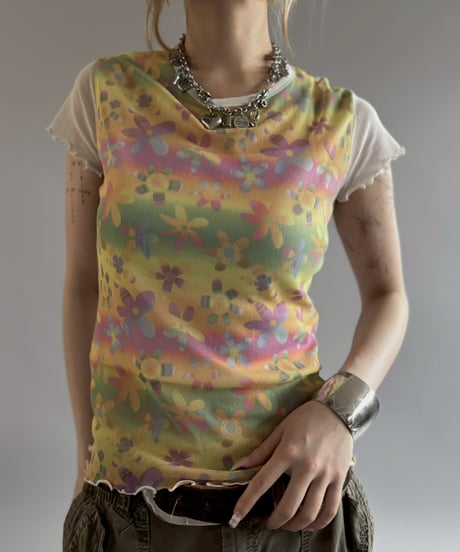 【USED】 Flower Print Sheer Top / 260704-015