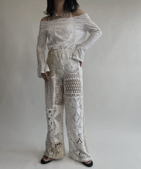 【RE;CIRCLE】 RE Crochet Patchwork Pants / 220728-029