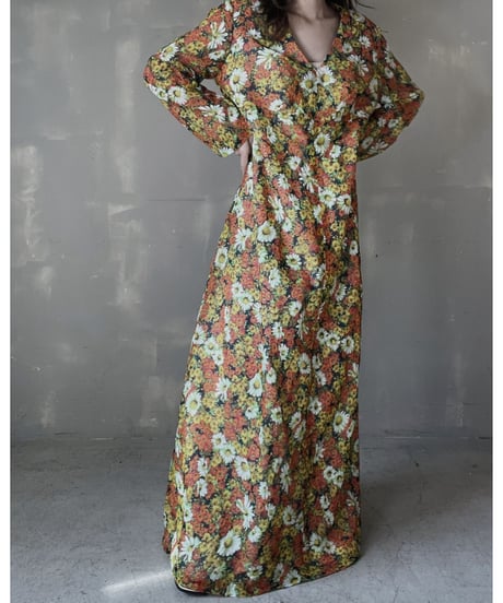 【USED】  Flower Patterned Poly L/S One-piece/220220-005